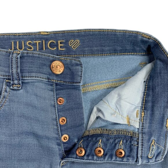 Justice Skinny Jeans Leggings Boho Patched Blue Black Plaid Girls Size 14 - Picture 8 of 11